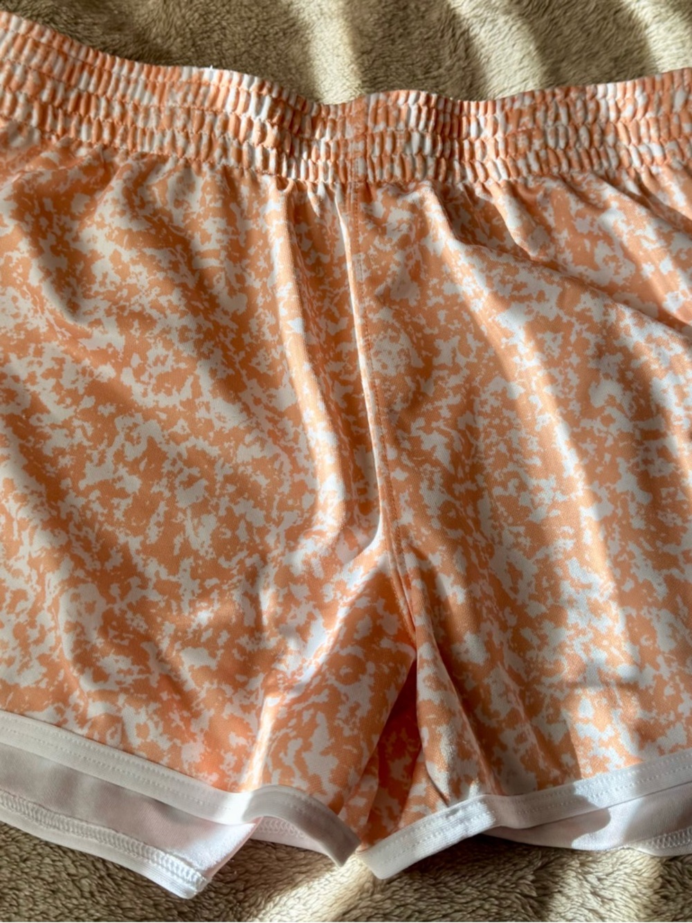 ZELOS Peach & White Printed Athletic Shorts